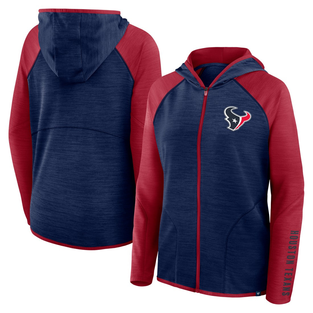 Houston Texans Women's Redzone End Around Pass Raglan Full-Zip Hoodie Navy/Red | Fanatics