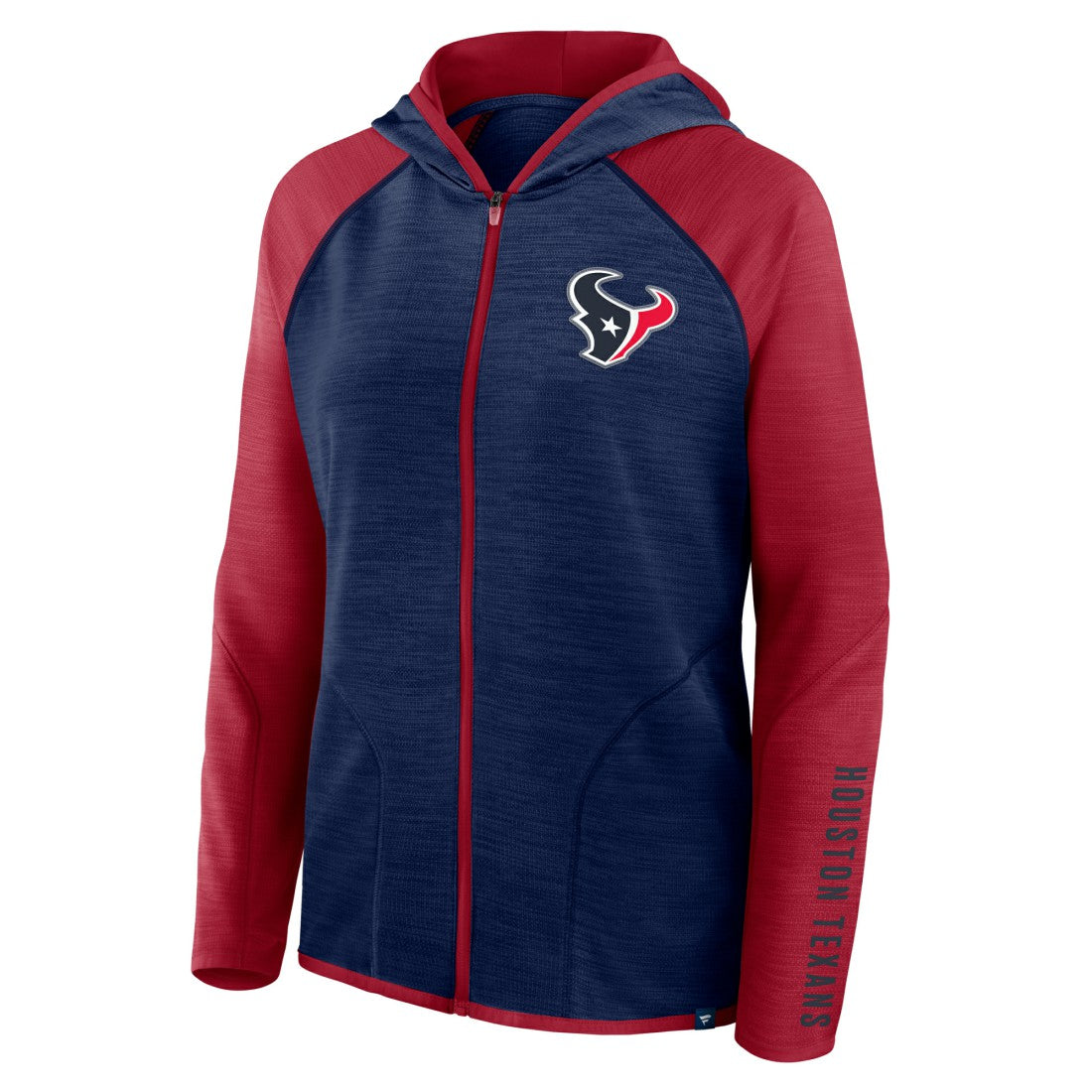Houston Texans Women's Redzone End Around Pass Raglan Full-Zip Hoodie Navy/Red | Fanatics