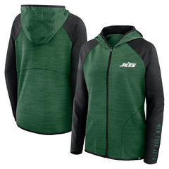 New York Jets Women's Redzone End Around Pass Raglan Full-Zip Hoodie Green/Black | Fanatics