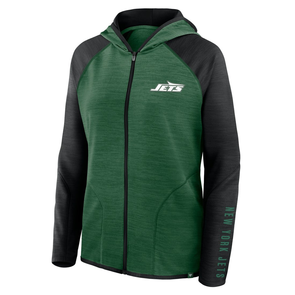 New York Jets Women's Redzone End Around Pass Raglan Full-Zip Hoodie Green/Black | Fanatics