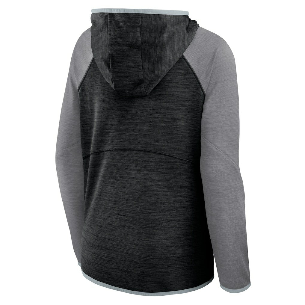Las Vegas Raiders Women's Redzone End Around Pass Raglan Full-Zip Hoodie Black/Gray | Fanatics