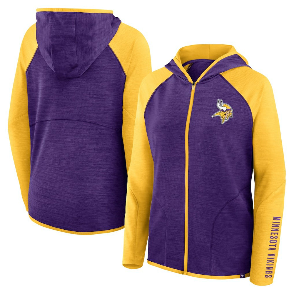 Minnesota Vikings Women's Redzone End Around Pass Raglan Full-Zip Hoodie Purple/Gold | Fanatics