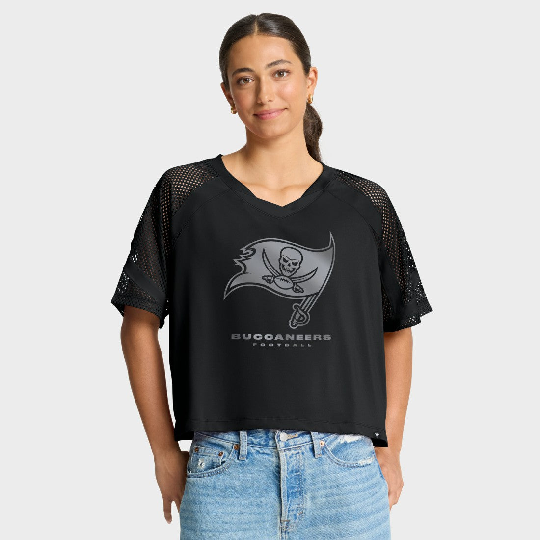 Tampa Bay Buccaneers Women's Oversized Raglan V-Neck Blackout Fashion Jersey | Fanatics