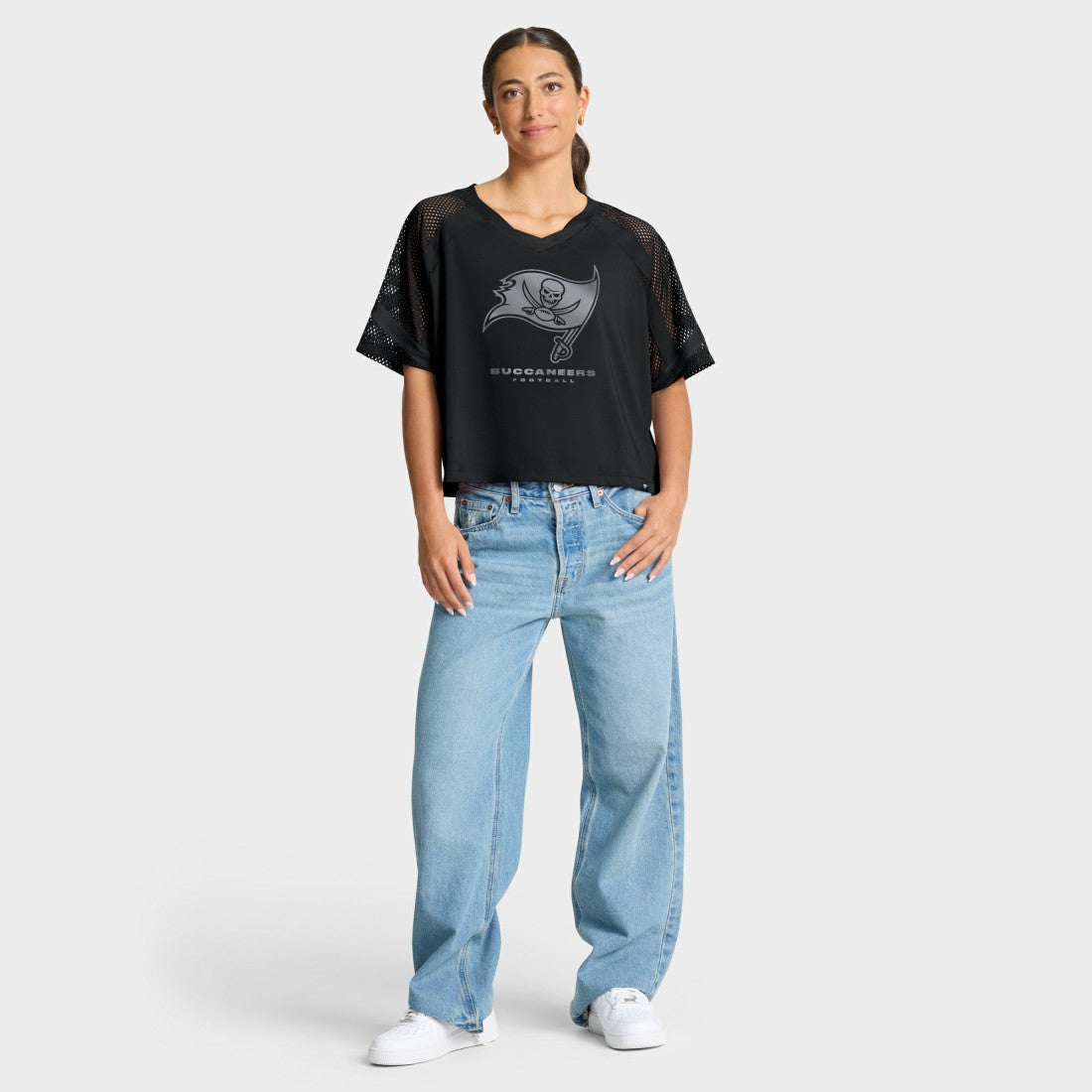 Tampa Bay Buccaneers Women's Oversized Raglan V-Neck Blackout Fashion Jersey | Fanatics