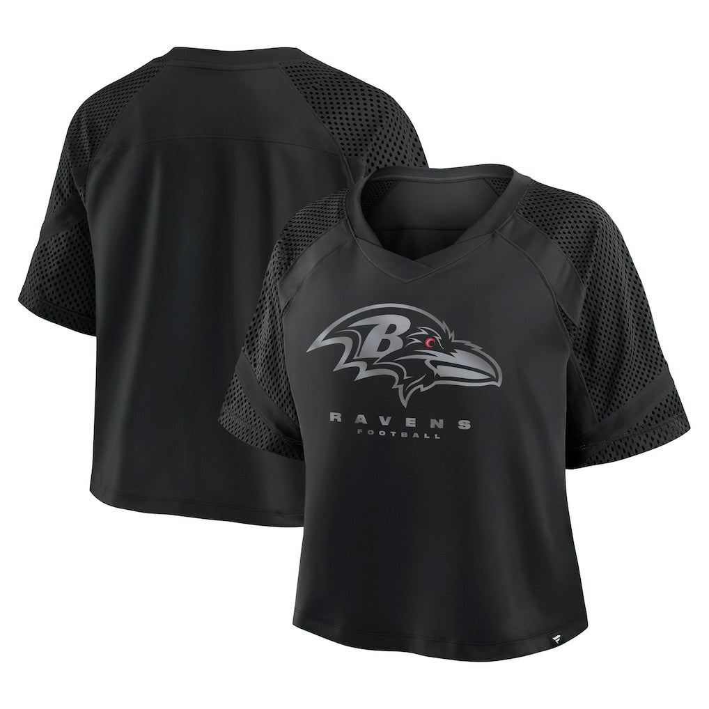 Baltimore Ravens Women's Oversized Raglan V-Neck Blackout Fashion Jersey | Fanatics