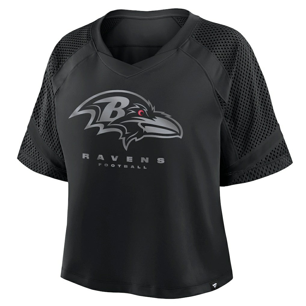 Baltimore Ravens Women's Oversized Raglan V-Neck Blackout Fashion Jersey | Fanatics