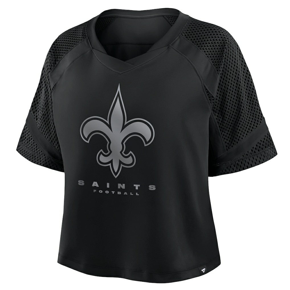New Orleans Saints Women's Oversized Raglan V-Neck Blackout Fashion Jersey | Fanatics