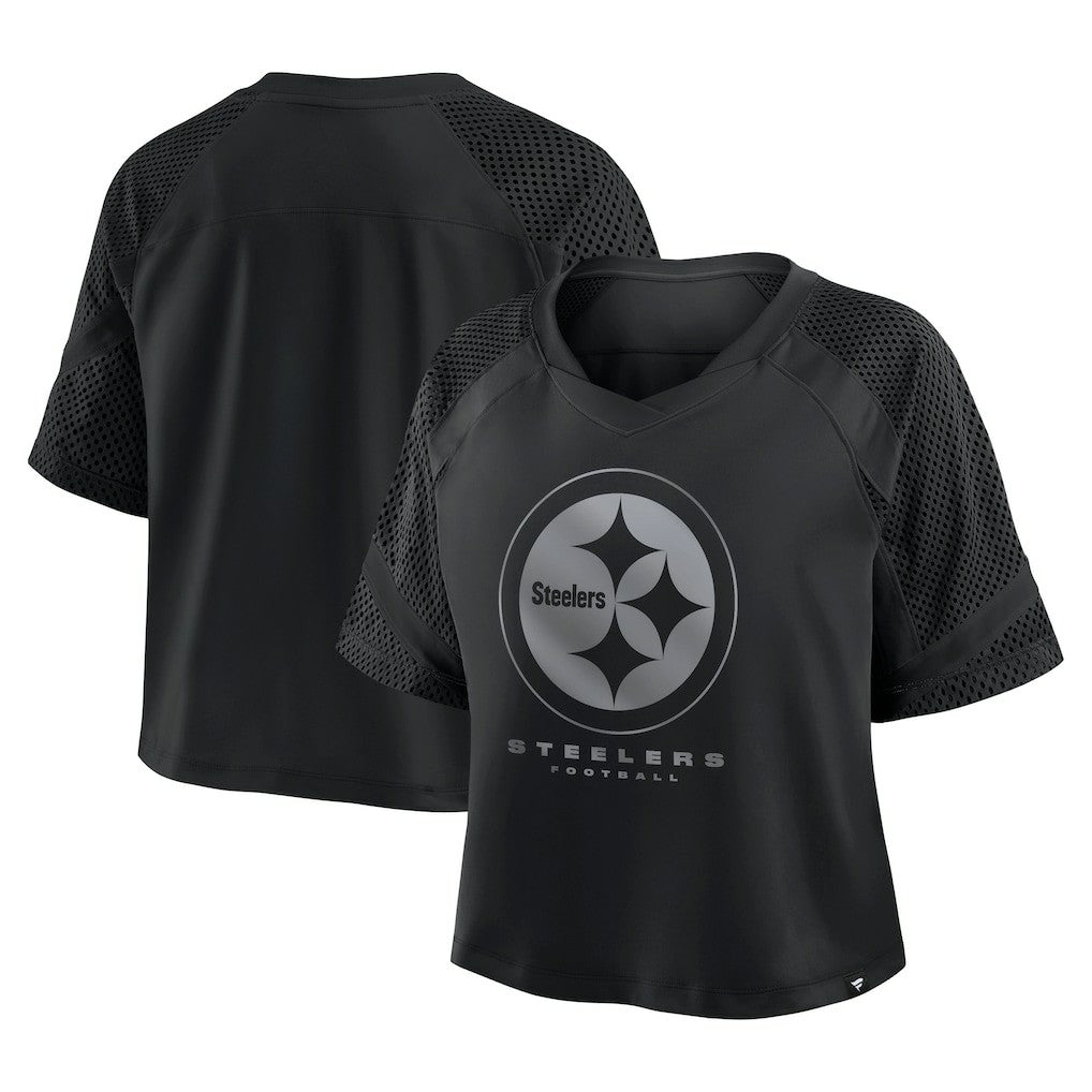 Pittsburgh Steelers Women's Oversized Raglan V-Neck Blackout Fashion Jersey | Fanatics