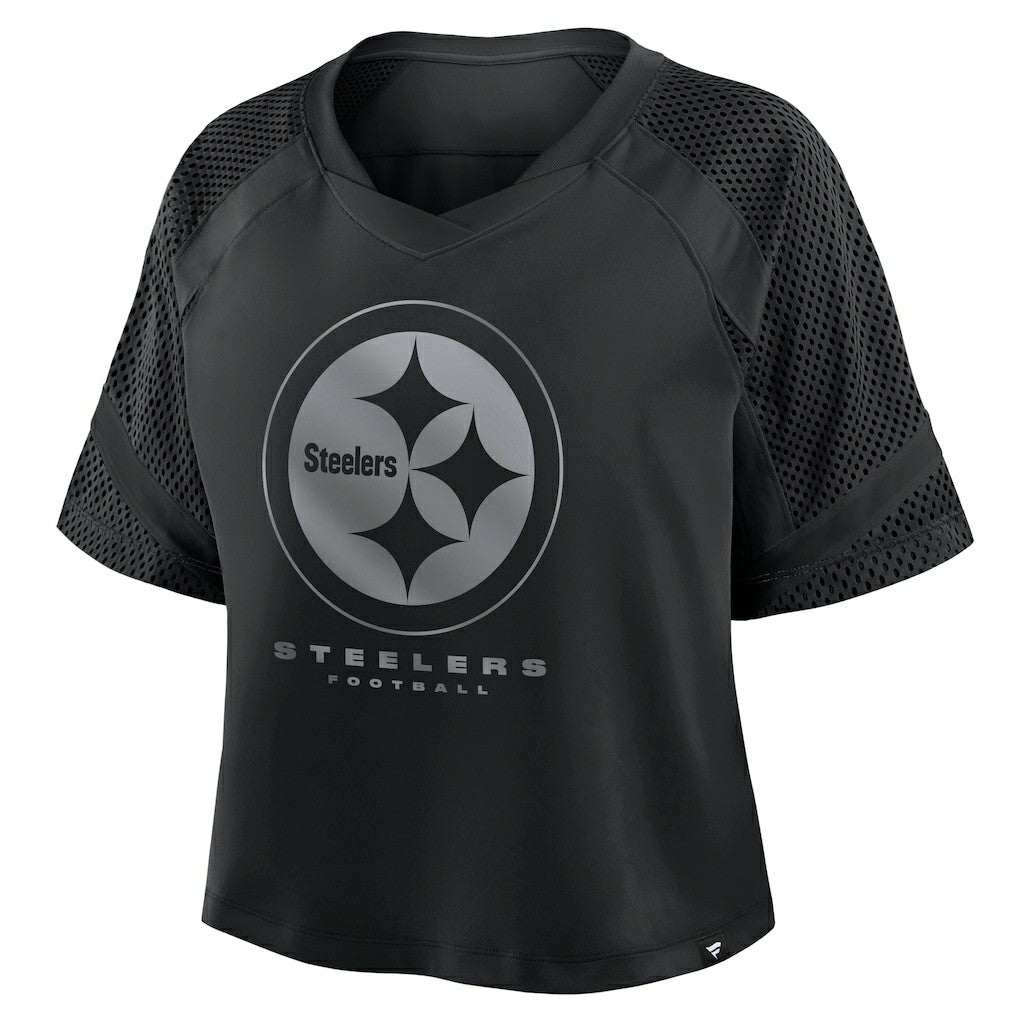 Pittsburgh Steelers Women's Oversized Raglan V-Neck Blackout Fashion Jersey | Fanatics