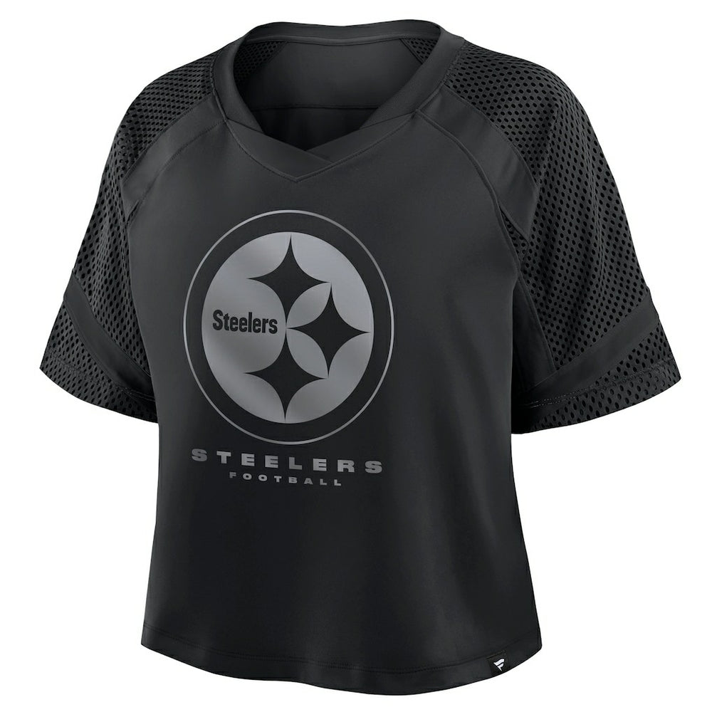 Pittsburgh Steelers Women's Oversized Raglan V-Neck Blackout Fashion Jersey | Fanatics