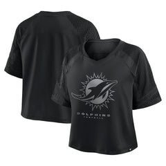Miami Dolphins Women's Oversized Raglan V-Neck Blackout Fashion Jersey | Fanatics