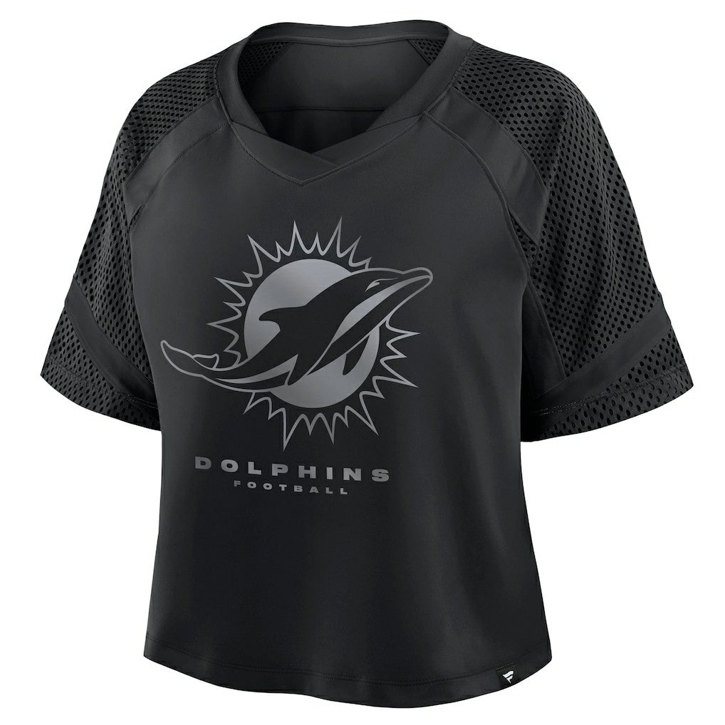 Miami Dolphins Women's Oversized Raglan V-Neck Blackout Fashion Jersey | Fanatics