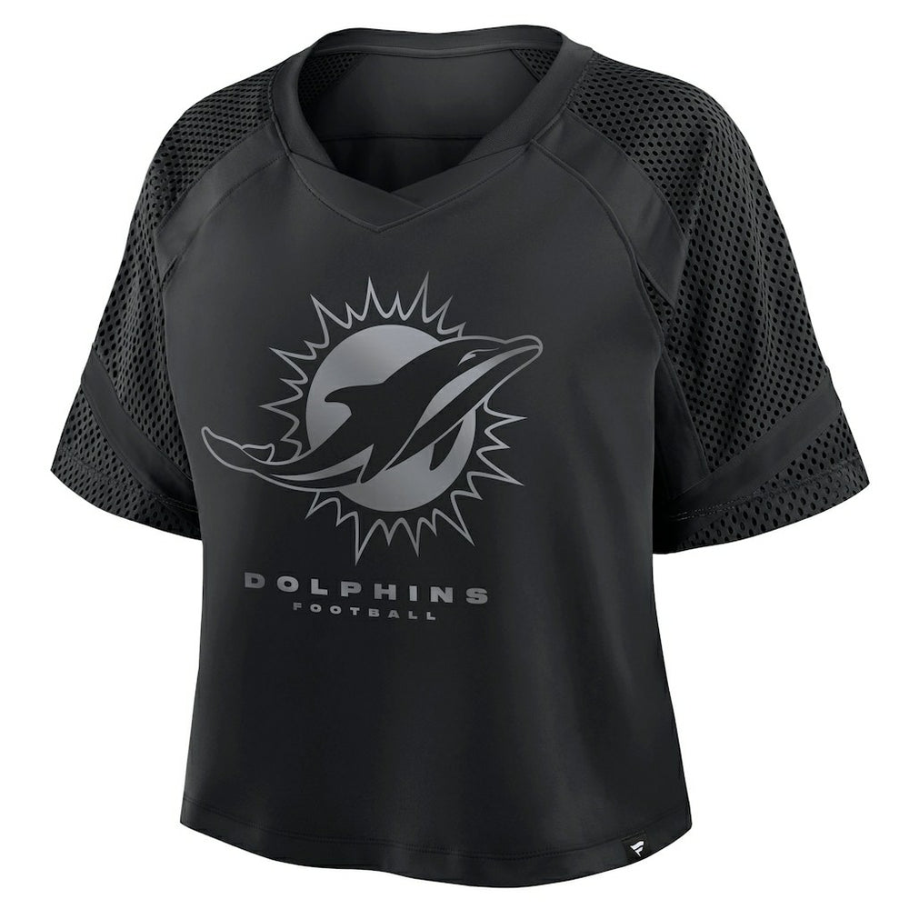 Miami Dolphins Women's Oversized Raglan V-Neck Blackout Fashion Jersey | Fanatics