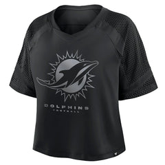 Miami Dolphins Women's Oversized Raglan V-Neck Blackout Fashion Jersey | Fanatics