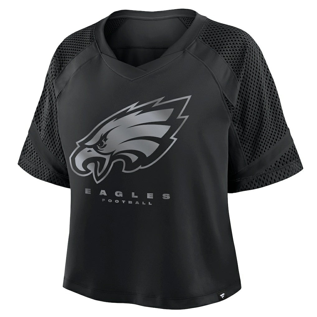 Philadelphia Eagles Women's Oversized Raglan V-Neck Blackout Fashion Jersey | Fanatics
