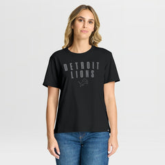 Detroit Lions Women's Blackout Kneel Down Legacy T-Shirt Black | Fanatics