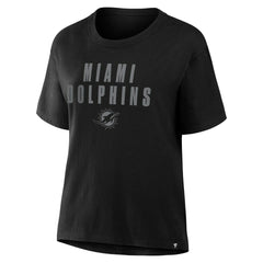 Miami Dolphins Women's Blackout Kneel Down Legacy T-Shirt Black | Fanatics