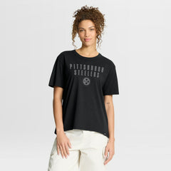 Pittsburgh Steelers Women's Blackout Kneel Down Legacy T-Shirt Black | Fanatics