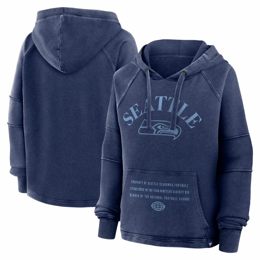 Seattle Seahawks Women's Oversized Raglan Gridiron Hoodie Navy | Fanatics