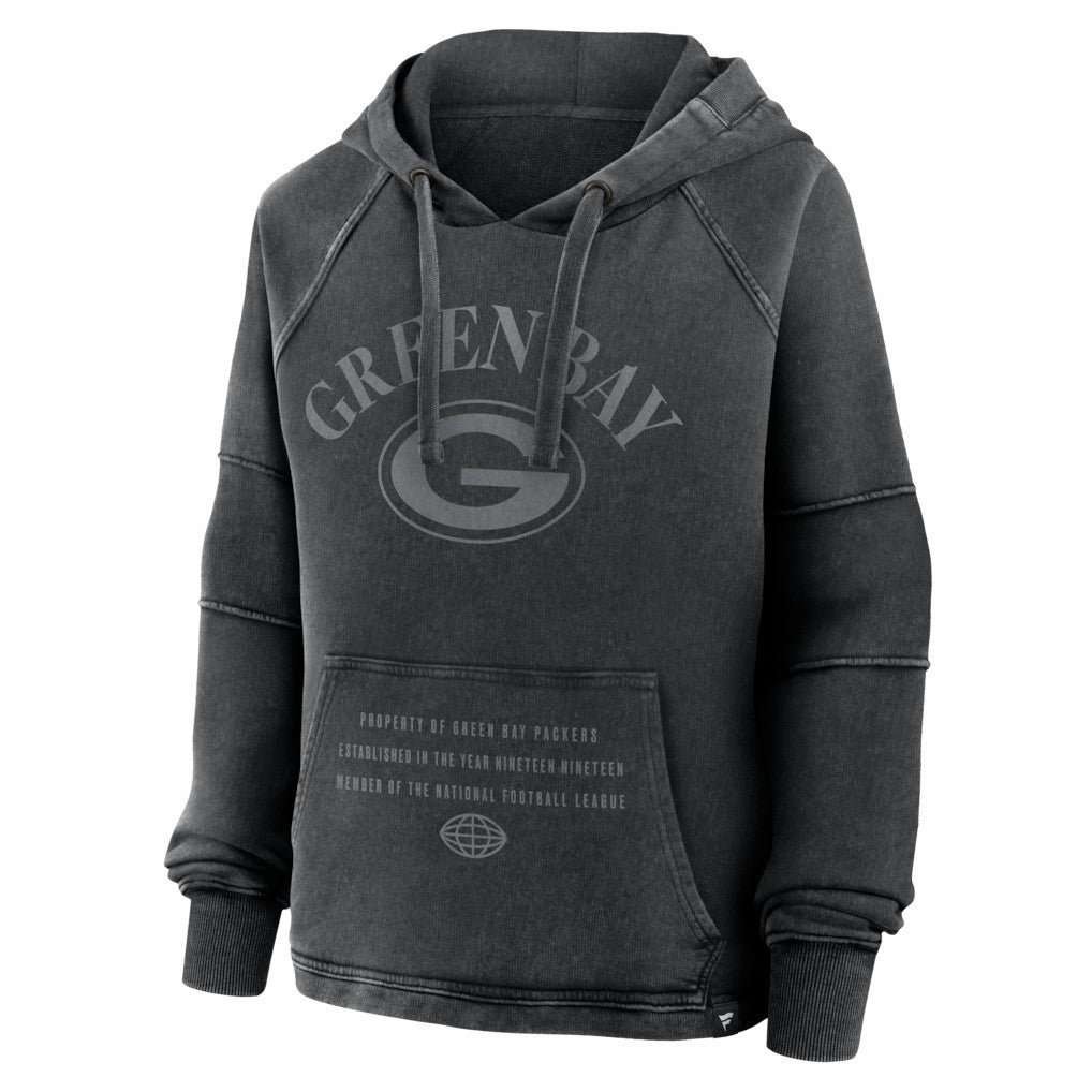 Green Bay Packers Women's Oversized Raglan Gridiron Hoodie Black | Fanatics
