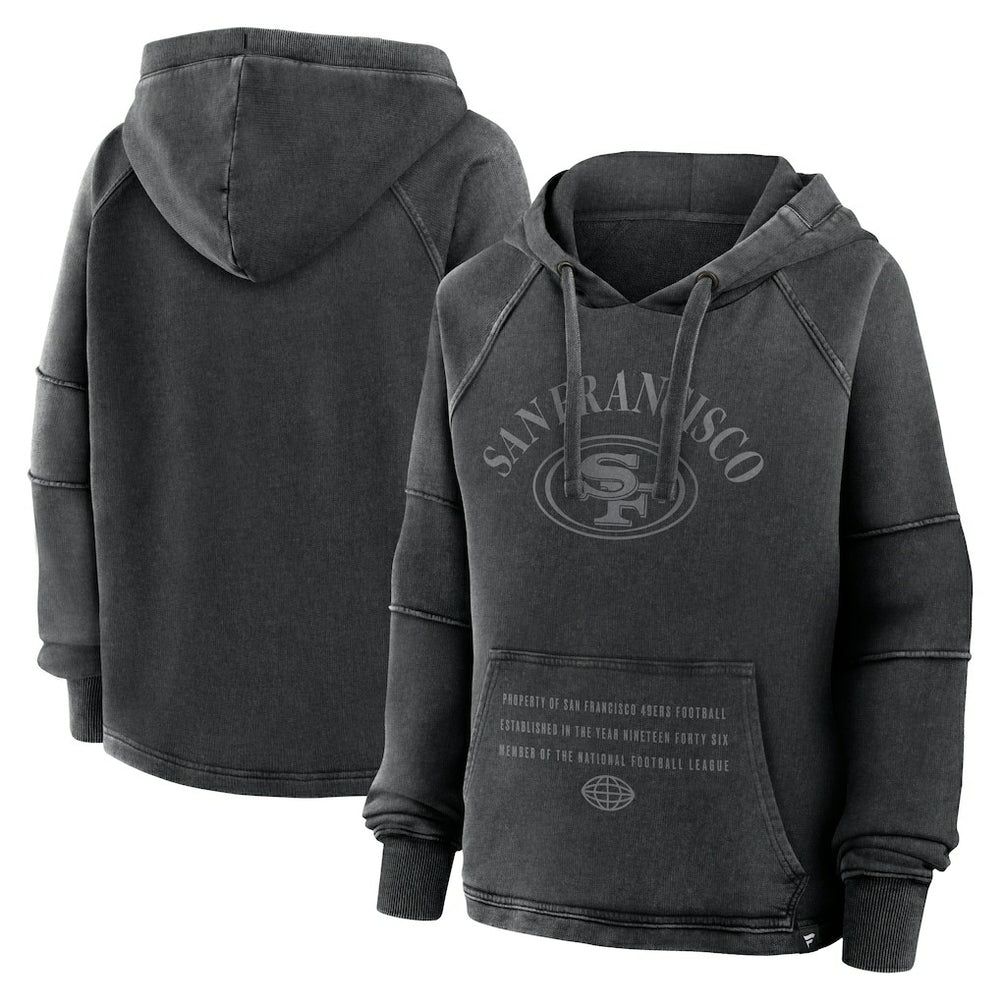 San Francisco 49ers Women's Oversized Raglan Gridiron Hoodie Black | Fanatics