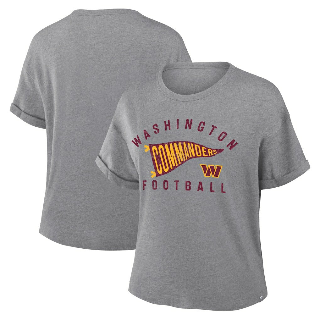 Washington Commanders Women's Pennant Wave Tribute Tri-Blend Boxy T-Shirt Heather Gray | Fanatics