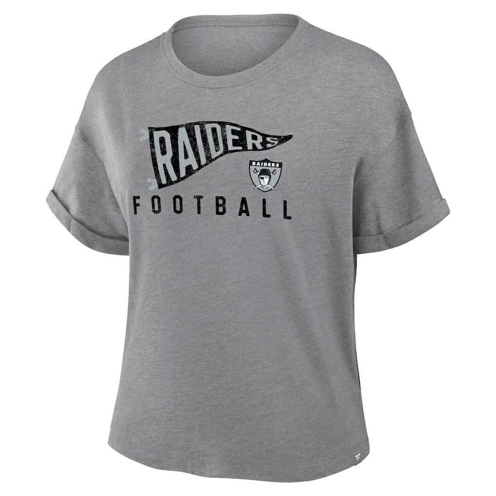 Las Vegas Raiders Women's Pennant Wave Tribute Tri-Blend Boxy T-Shirt Heather Gray | Fanatics