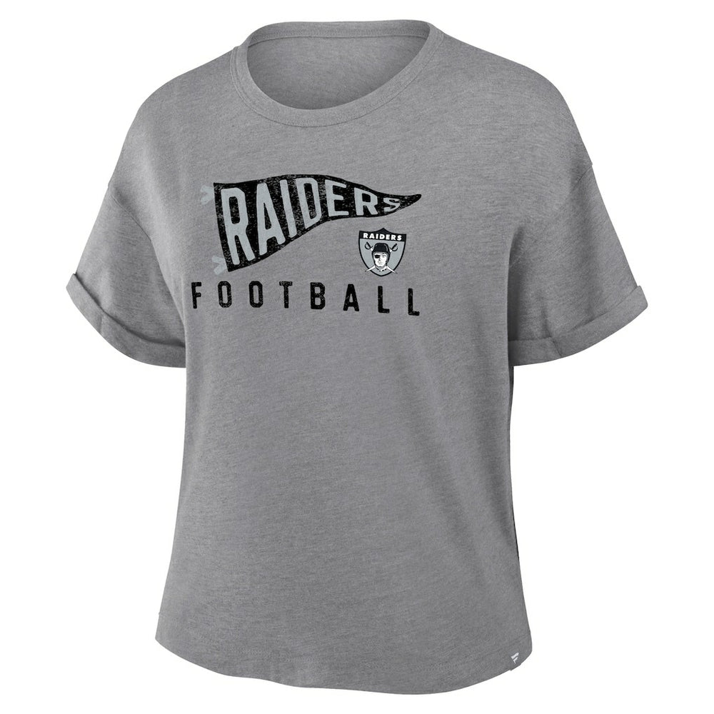 Las Vegas Raiders Women's Pennant Wave Tribute Tri-Blend Boxy T-Shirt Heather Gray | Fanatics