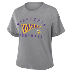 Minnesota Vikings Women's Pennant Wave Tribute Tri-Blend Boxy T-Shirt Heather Gray | Fanatics