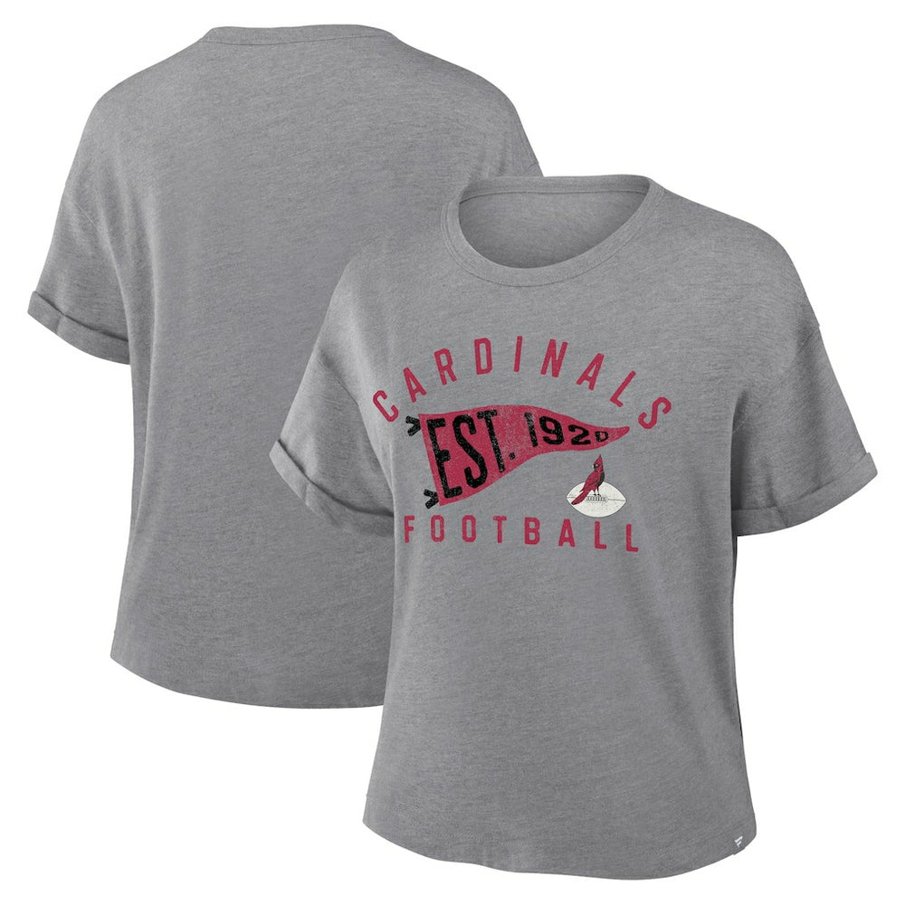 Arizona Cardinals Women's Pennant Wave Tribute Tri-Blend Boxy T-Shirt Heather Gray | Fanatics