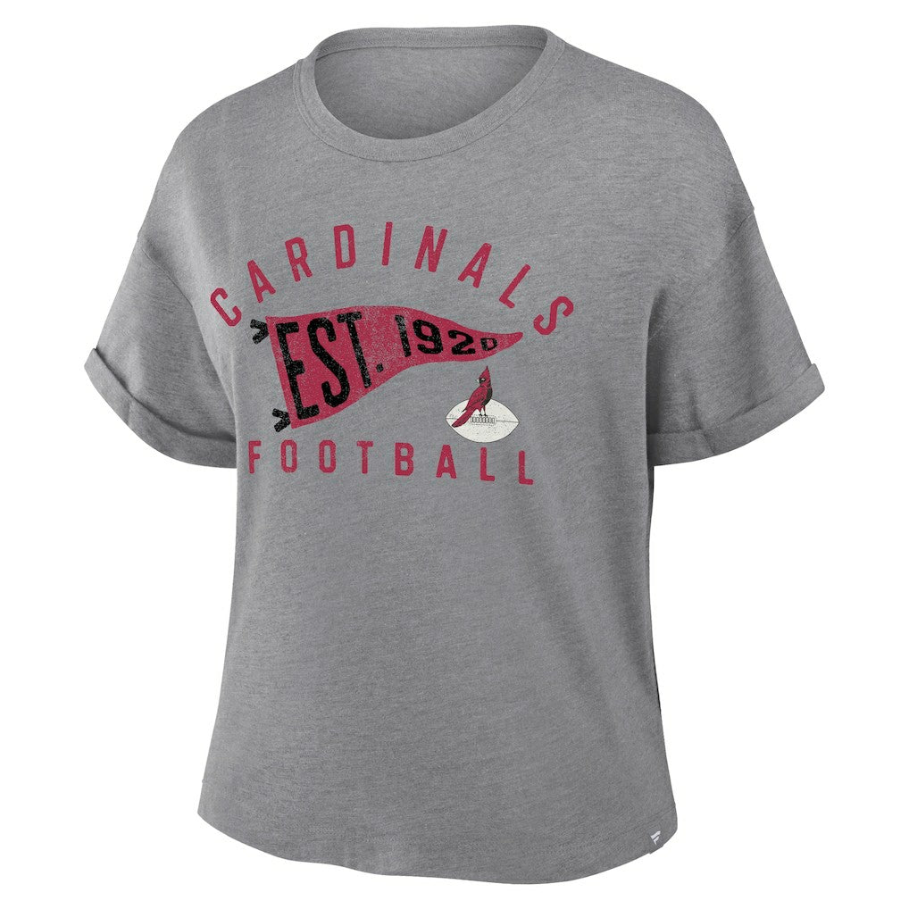 Arizona Cardinals Women's Pennant Wave Tribute Tri-Blend Boxy T-Shirt Heather Gray | Fanatics