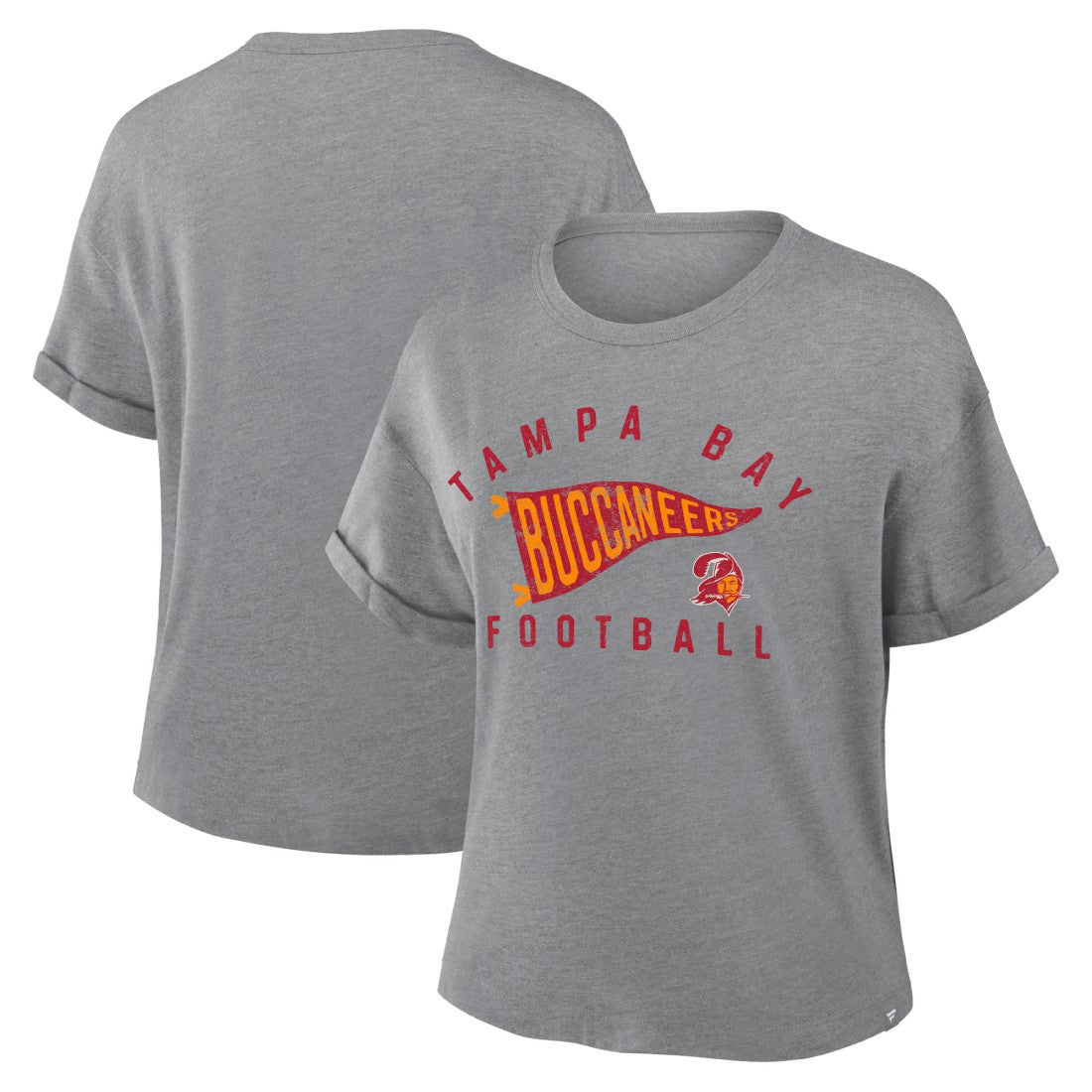 Tampa Bay Buccaneers Women's Pennant Wave Tribute Tri-Blend Boxy T-Shirt Heather Gray | Fanatics