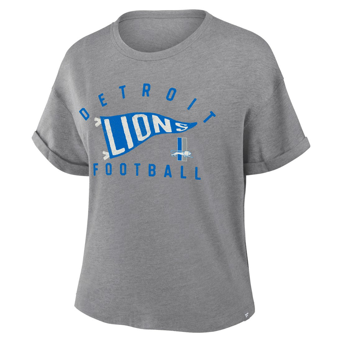 Detroit Lions Women's Pennant Wave Tribute Tri-Blend Boxy T-Shirt Heather Gray | Fanatics