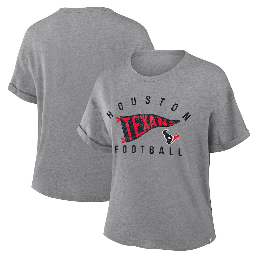 Houston Texans Women's Pennant Wave Tribute Tri-Blend Boxy T-Shirt Heather Gray | Fanatics