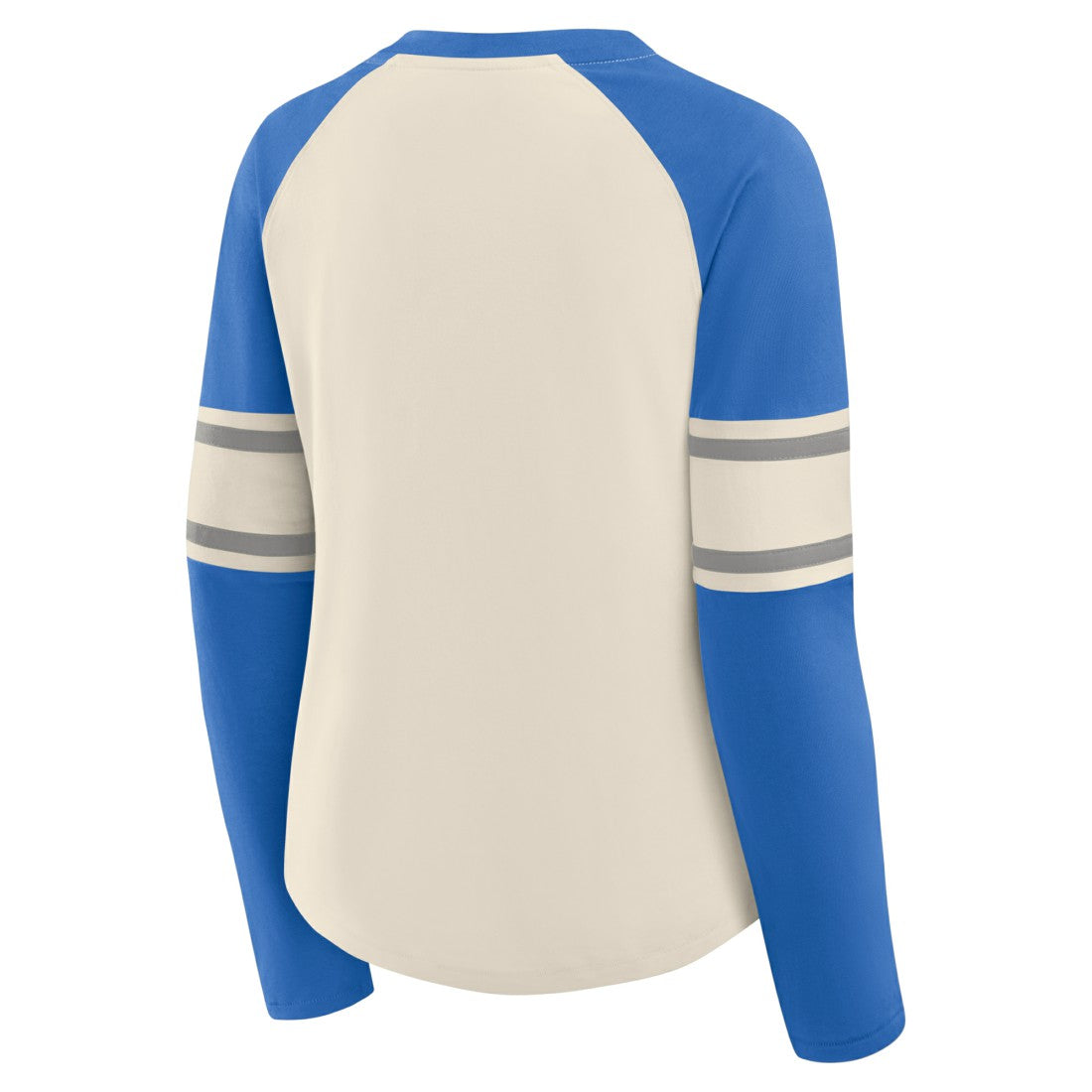 Detroit Lions Women's Hometown Gridiron Hero Raglan Lace-Up V-Neck Long Sleeve T-Shirt Cream/Blue | Fanatics