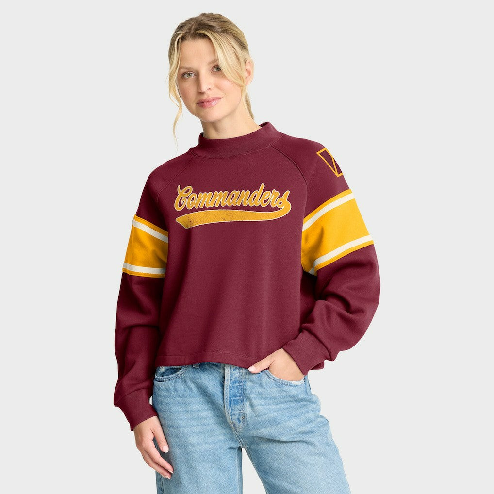 Washington Commanders Oversized Hometown Toss Sweep Mock Neck Pullover Burgundy | Fanatics