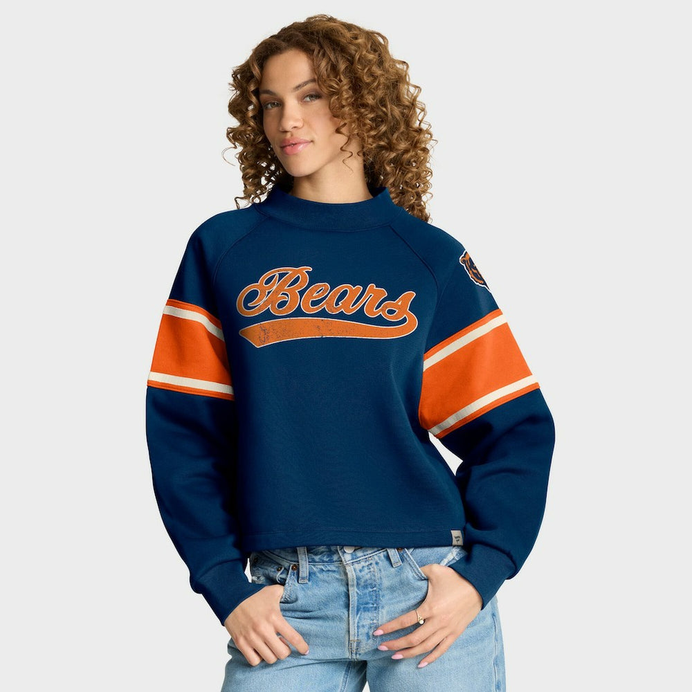 Chicago Bears Oversized Hometown Toss Sweep Mock Neck Pullover Navy | Fanatics