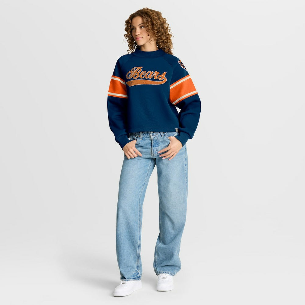 Chicago Bears Oversized Hometown Toss Sweep Mock Neck Pullover Navy | Fanatics