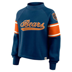 Chicago Bears Oversized Hometown Toss Sweep Mock Neck Pullover Navy | Fanatics