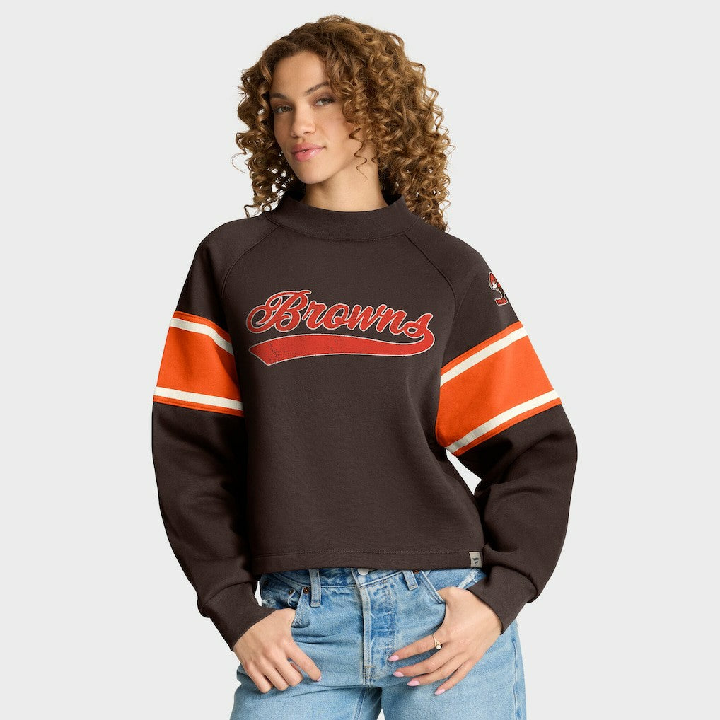 Cleveland Browns Oversized Hometown Toss Sweep Mock Neck Pullover Brown | Fanatics
