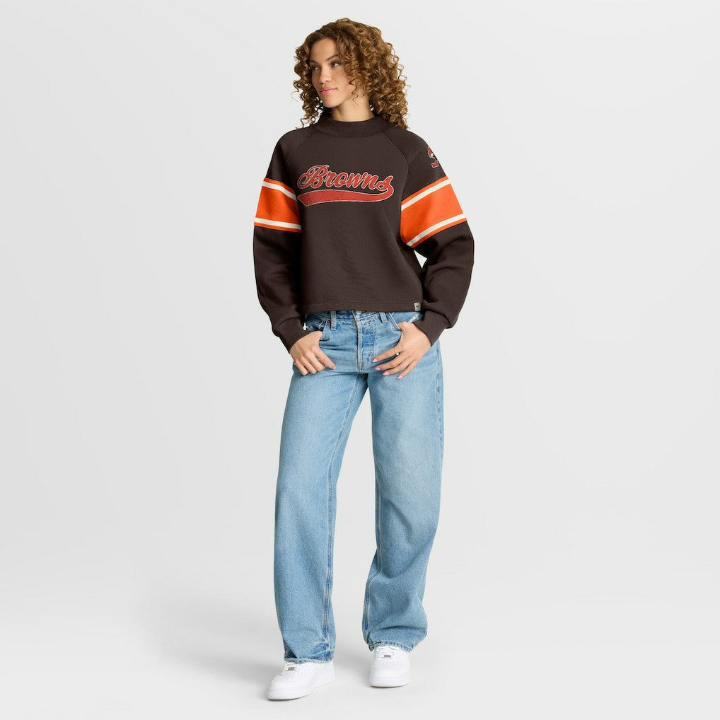Cleveland Browns Oversized Hometown Toss Sweep Mock Neck Pullover Brown | Fanatics