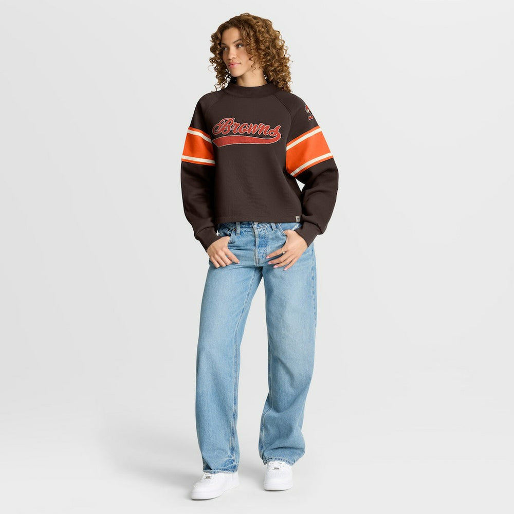 Cleveland Browns Oversized Hometown Toss Sweep Mock Neck Pullover Brown | Fanatics