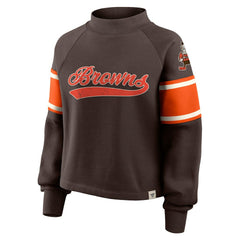 Cleveland Browns Oversized Hometown Toss Sweep Mock Neck Pullover Brown | Fanatics