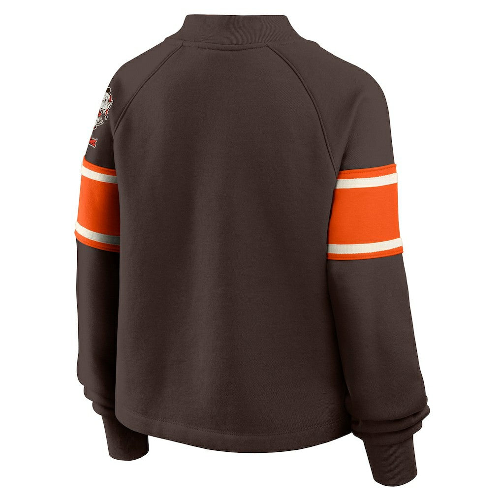 Cleveland Browns Oversized Hometown Toss Sweep Mock Neck Pullover Brown | Fanatics