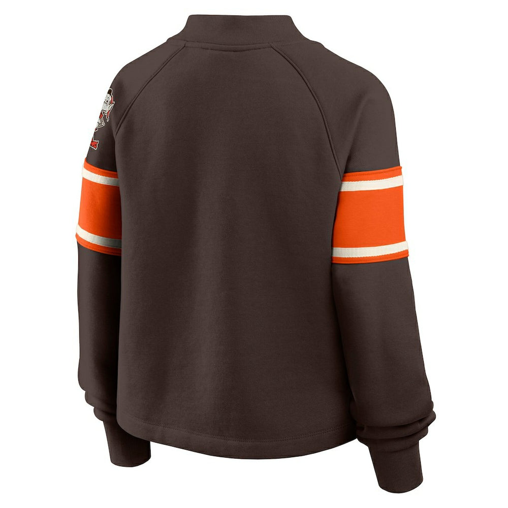 Cleveland Browns Oversized Hometown Toss Sweep Mock Neck Pullover Brown | Fanatics