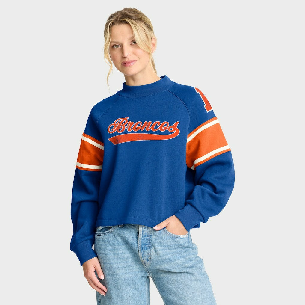 Denver Broncos Oversized Hometown Toss Sweep Mock Neck Pullover Royal | Fanatics