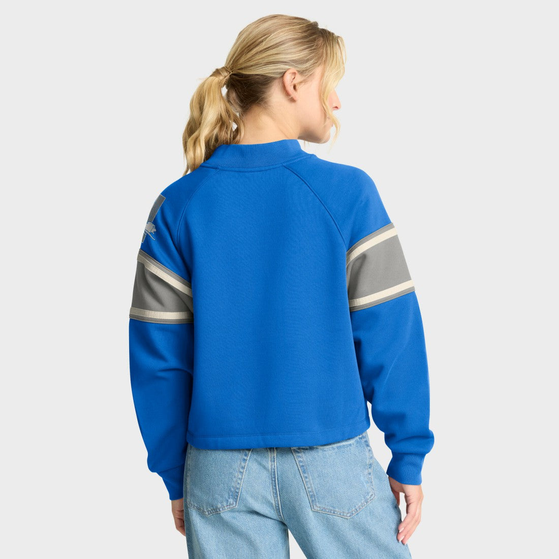 Detroit Lions Oversized Hometown Toss Sweep Mock Neck Pullover Blue | Fanatics