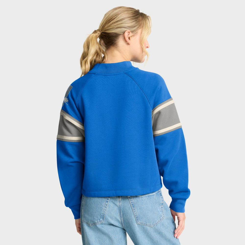 Detroit Lions Oversized Hometown Toss Sweep Mock Neck Pullover Blue | Fanatics