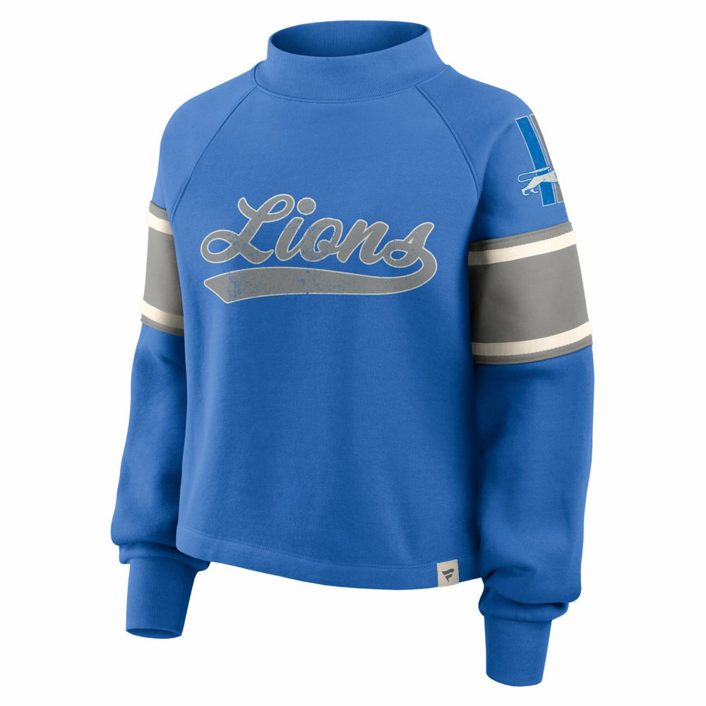 Detroit Lions Oversized Hometown Toss Sweep Mock Neck Pullover Blue | Fanatics