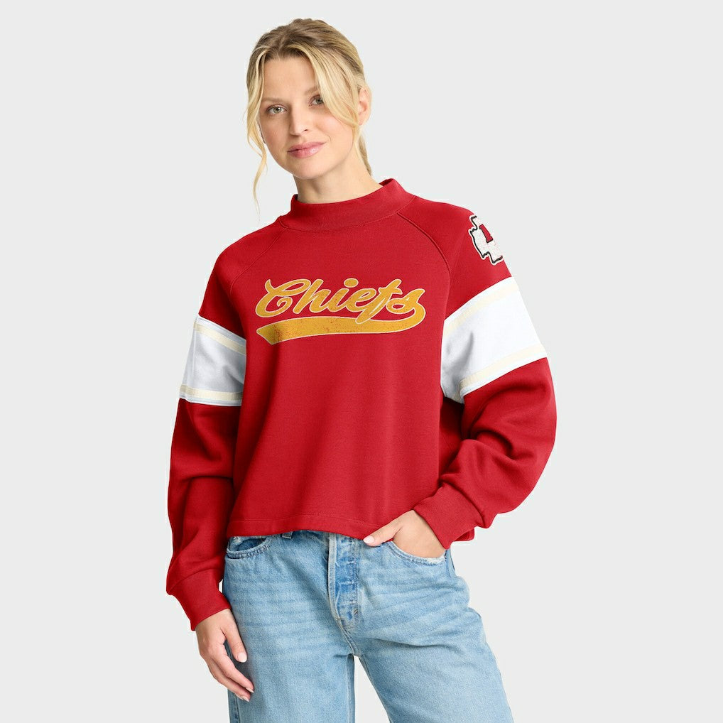 Kansas City Chiefs Oversized Hometown Toss Sweep Mock Neck Pullover Red | Fanatics